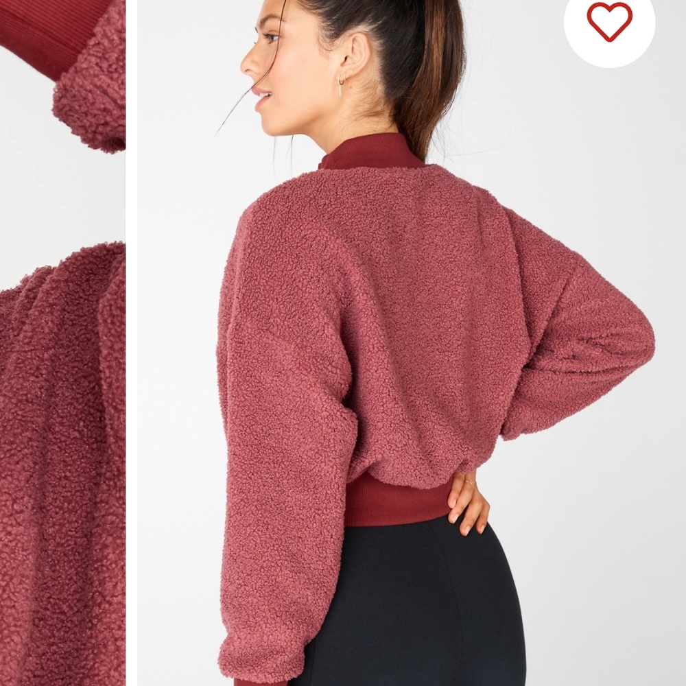 Fabletics Red Cowl Neck Sweater Plush Cozy Fit